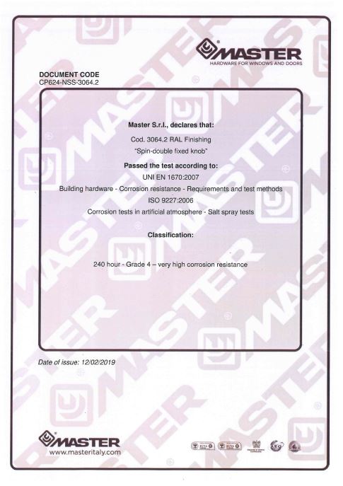certificato 3064.2 Corrosion Test
