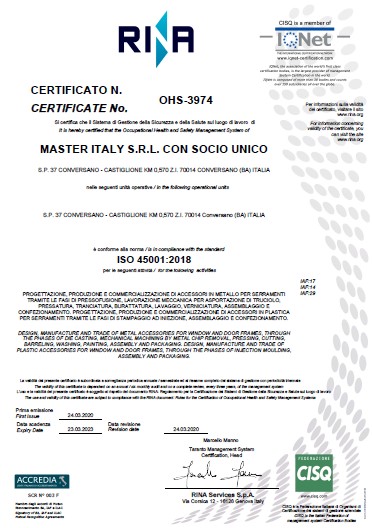 copertina certificato ISO 45001 
