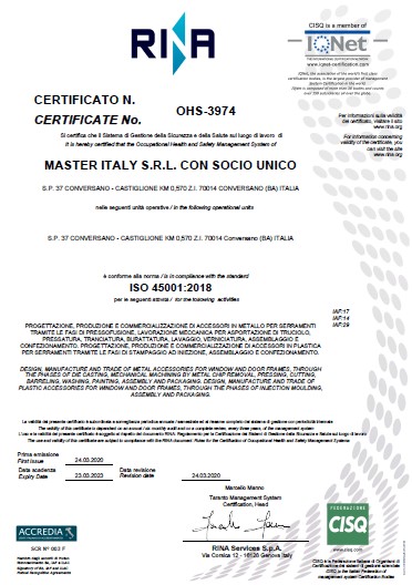 copertina certificato ISO 45001