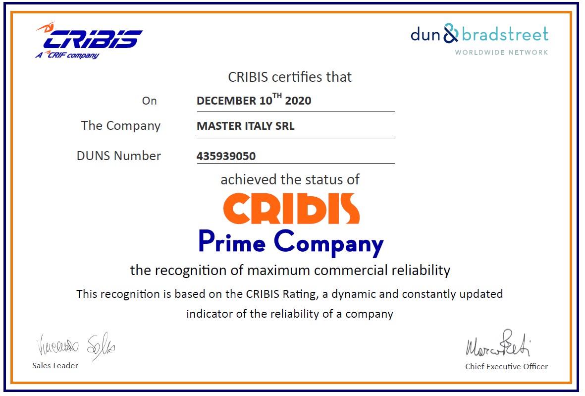 copertina certificato CRIBIS PRIME COMPANY