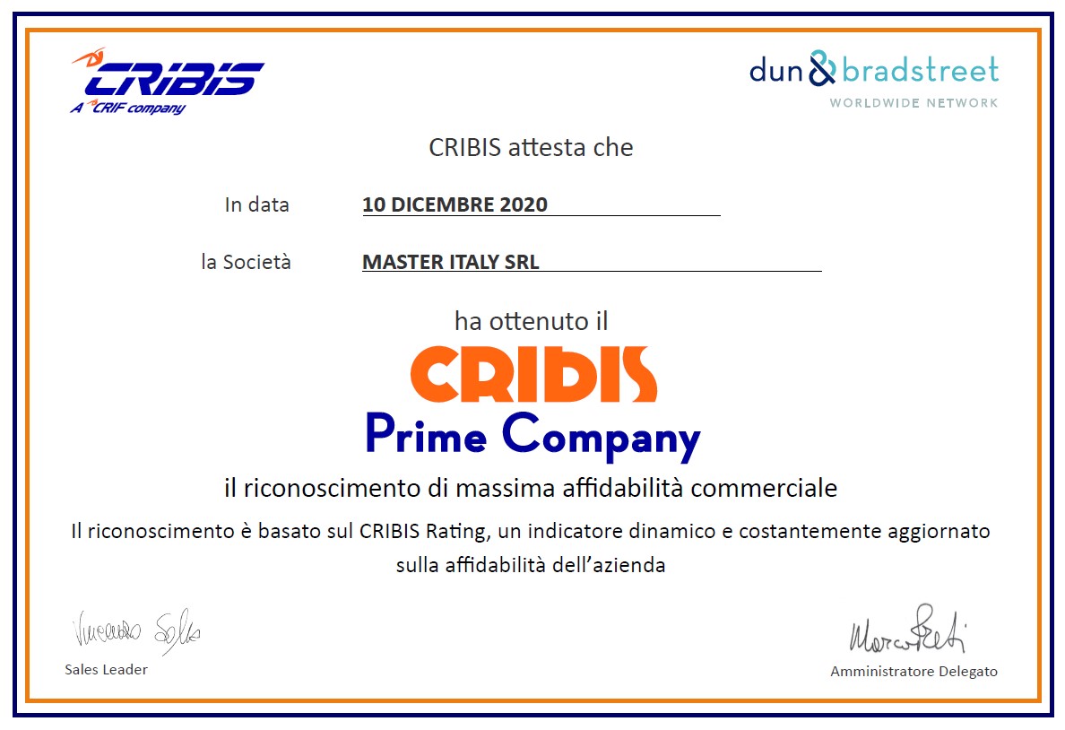 copertina certificato CRIBIS PRIME COMPANY