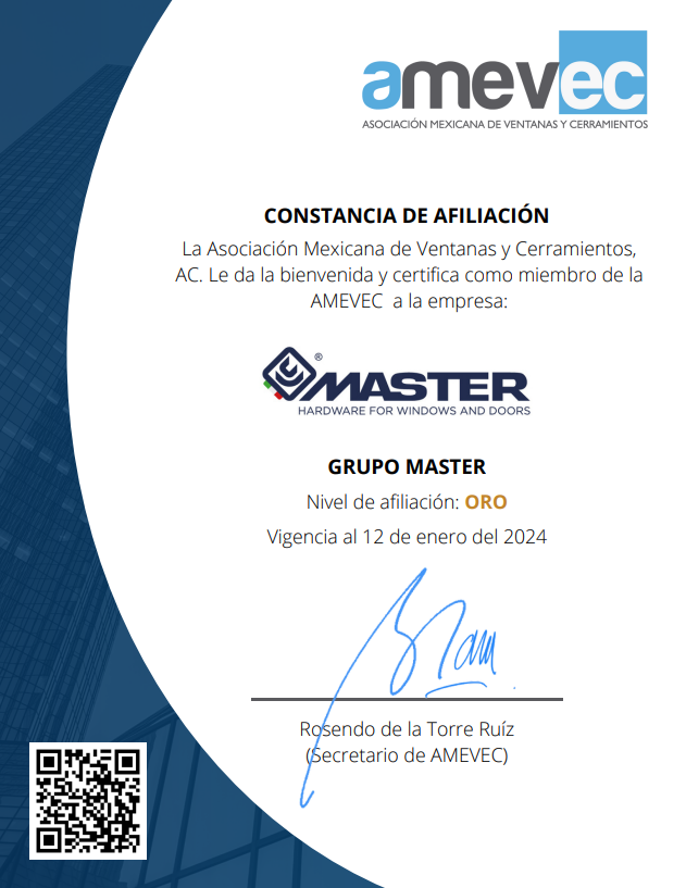 copertina certificato CONSTANCIA DE AFILIACIÓN AMEVEC